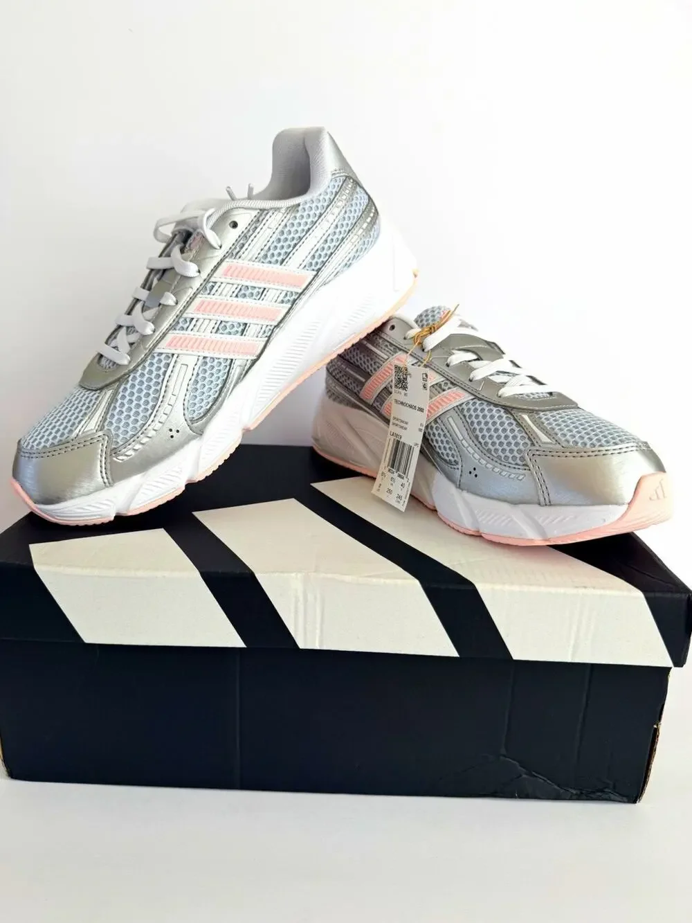 adidas Technochaos 2000 Cloudfoam Low Top Mesh Sneakers Silver/Pink US 8W